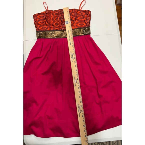 Anthropologie Floreat Women's Strapless Pink Orange Sequin Dress Size 0 - Picture 9 of 10